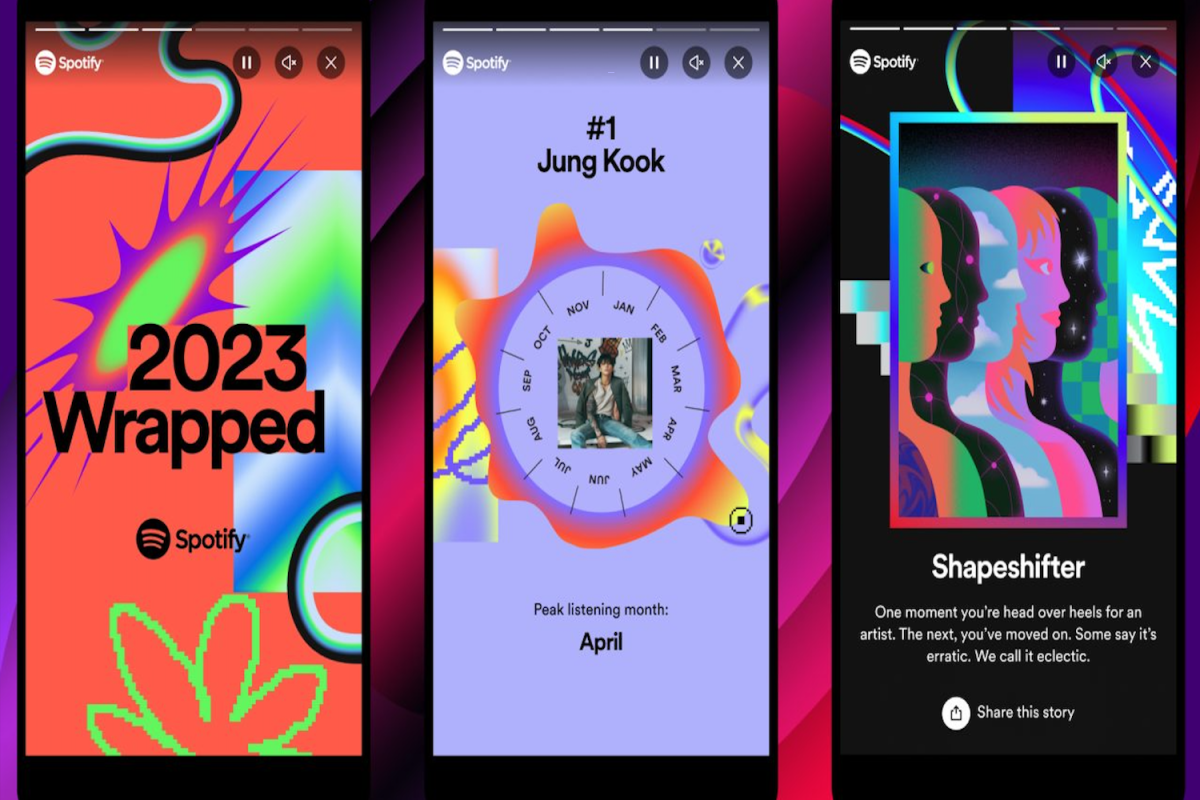 2023 Spotify Wrapped showcases a variety of different musical statistics for each app user. 