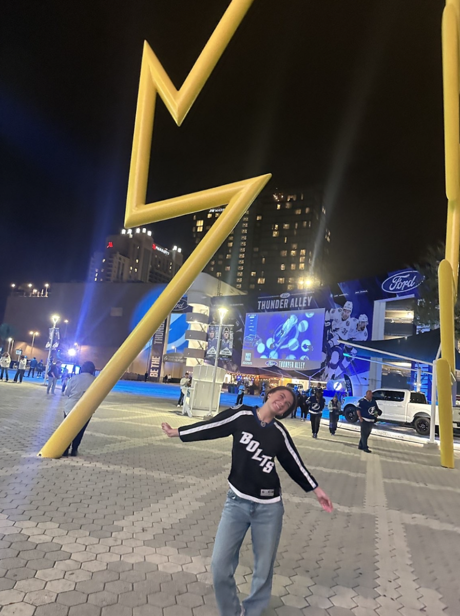Adriana Trapuzzano attends a Bolts Game at Amalie Arena. 