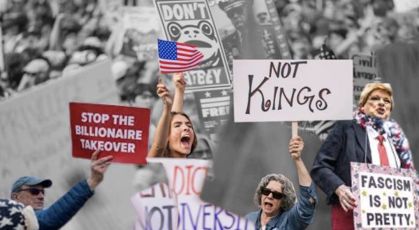 Many protestors make references to the Constitution and King George III. 