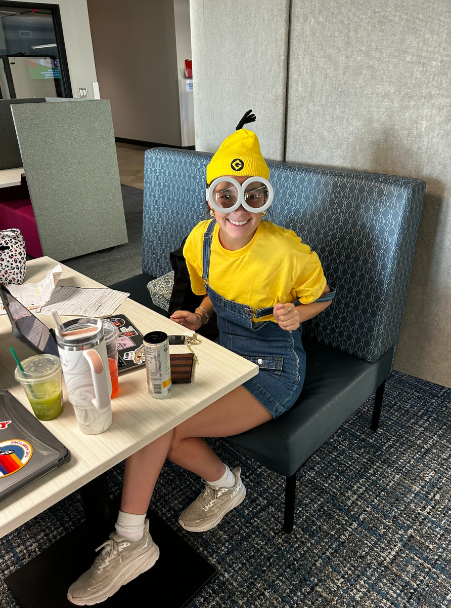 Gretchen Morey ('27) dressed up as a minion for day 5 of spirit week, Class Theme. "This outfit was very fun to put together and easy too," Morey said.