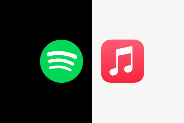 Spotify vs. Apple Music Canva Illustration