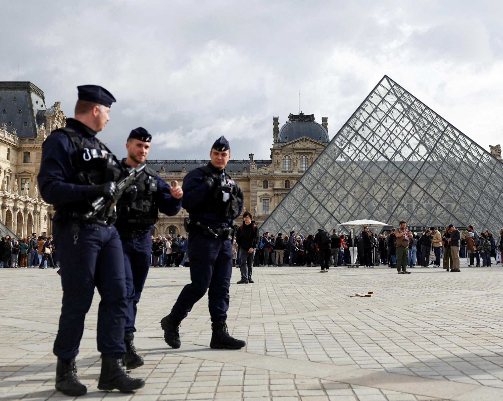 French police outside of the Louvre museum.