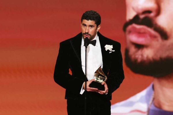 LOS ANGELES, CALIFORNIA - FEBRUARY 01: Bad Bunny accepts the Album of the Year award for "DeBÍ TiRAR MáS FOToS" onstage during the 68th GRAMMY Awards at Crypto.com Arena on February 01, 2026 in Los Angeles, California. 